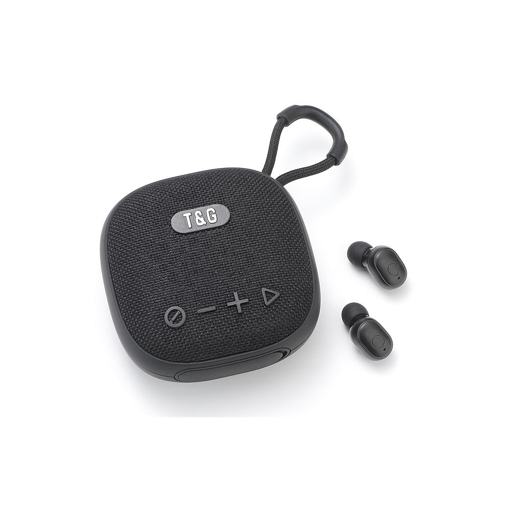 (Black) Mini Portable Bluetooth Speaker Wireless Speakers With Earphones Waterproof Column Boombox BT USB FM Radio Loudspeaker