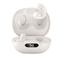 (White) Bone Conduction Same as Ambie In-Ear Wireless Bluetooth Headset Binaural Sports Anti-Drop Waterproof Super Long Standby