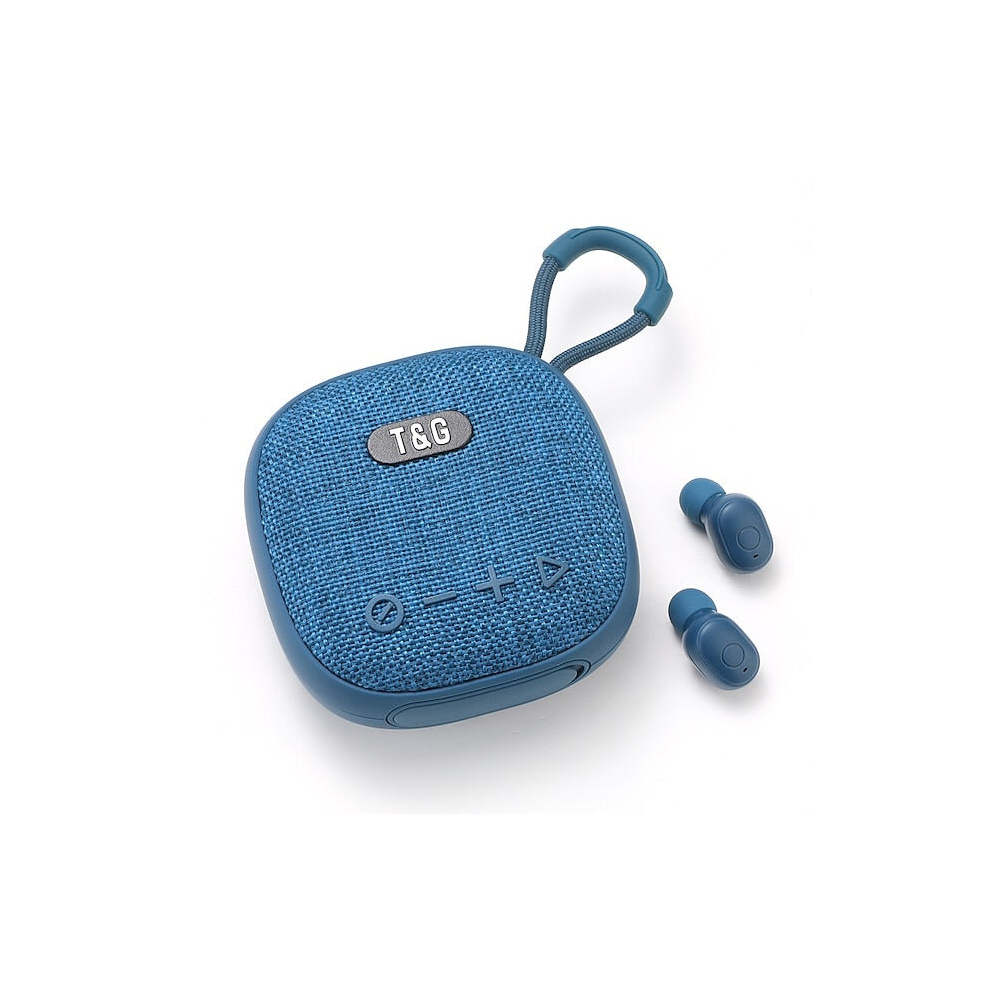 (Blue) Mini Portable Bluetooth Speaker Wireless Speakers With Earphones Waterproof Column Boombox BT USB FM Radio Loudspeaker
