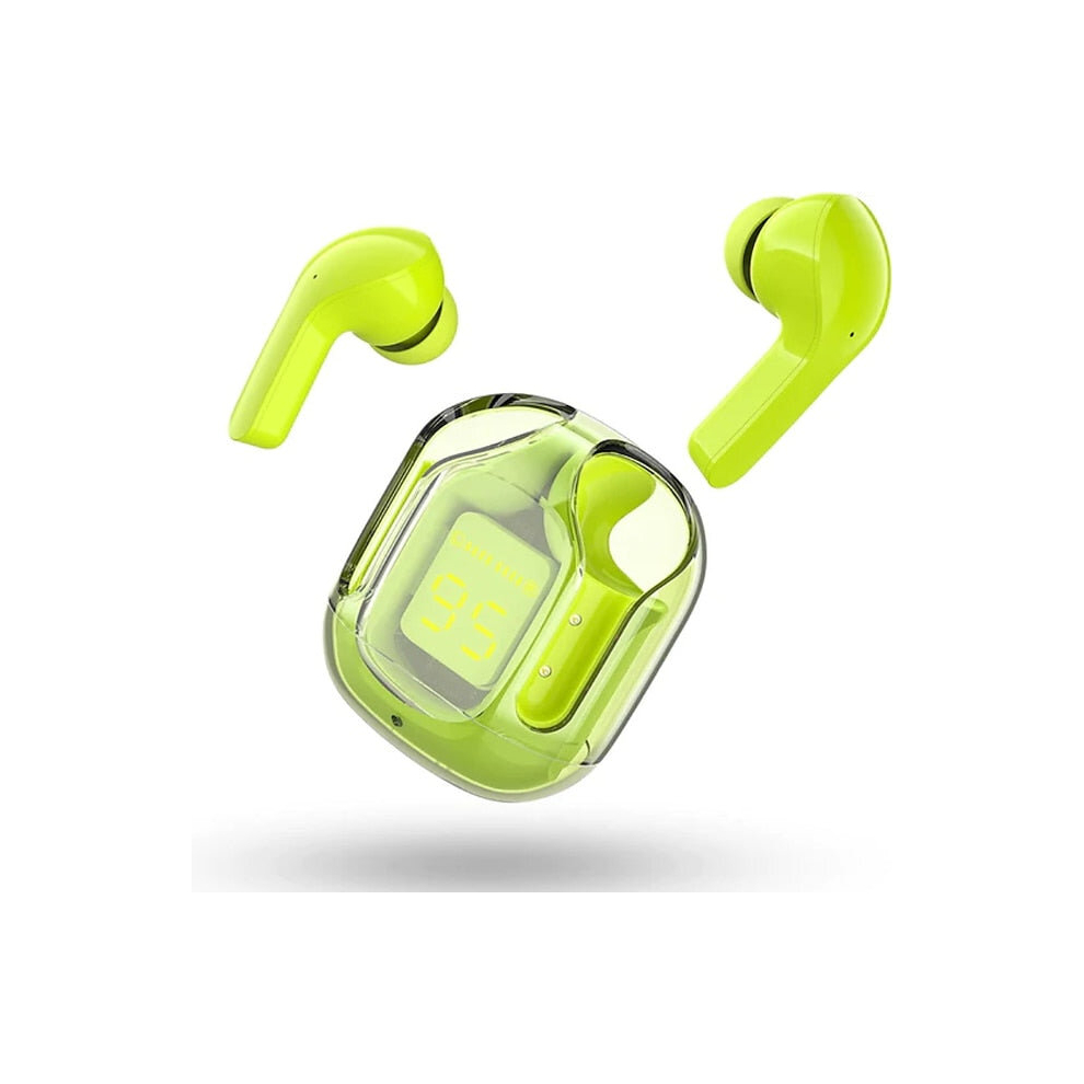 (Green) Bluetooth 5.3 Earbuds,Noise Reduction Headphones with Transparent Machine Compartment Touch-Control for Sports Working Music