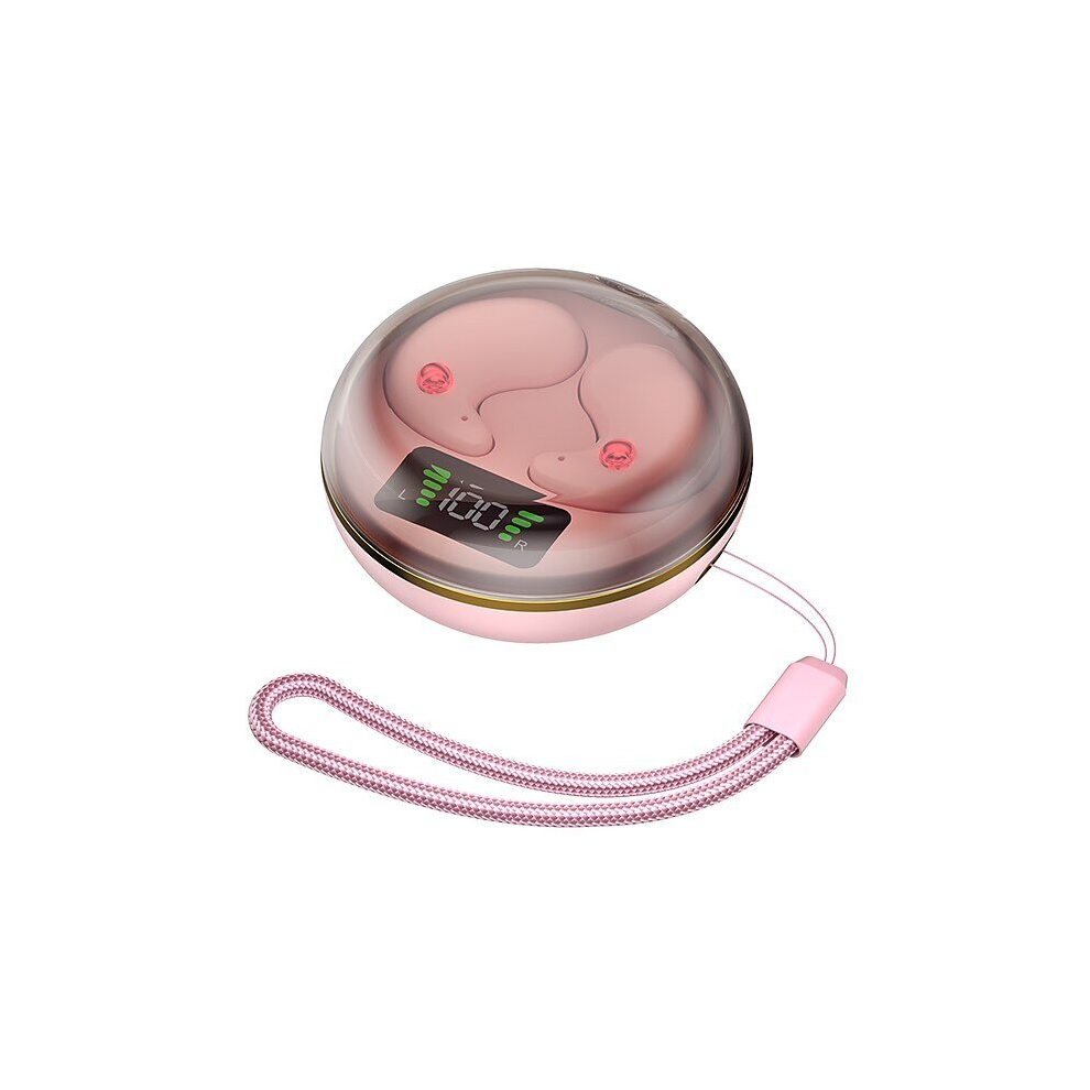 (Pink) Mini Wireless Earbuds with Charging Case Bluetooth 5.3 in Ear Light-Weight Headphones, Immersive Premium Sound Long Distance Connection Headset