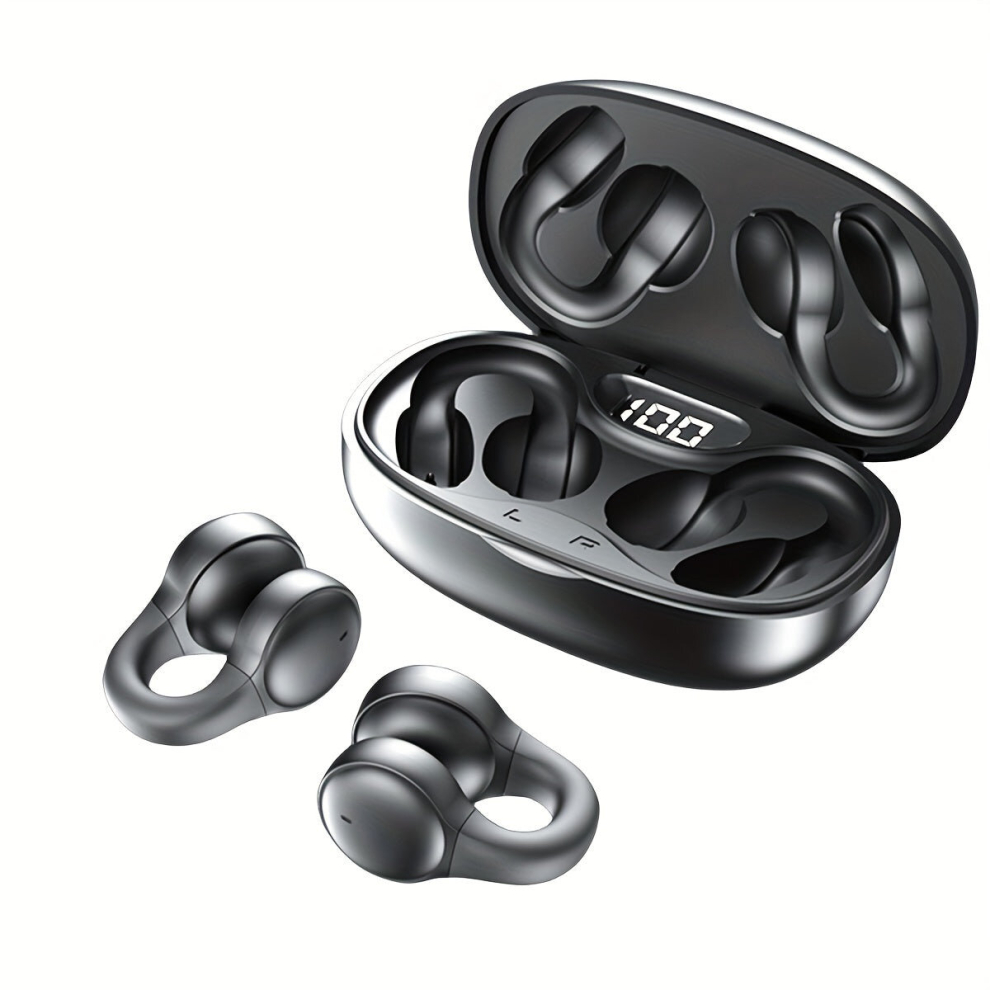 (Black) Wireless Headset Touch Earphones Clip-Ear Headphones For Smartphone Black 8727971356210
