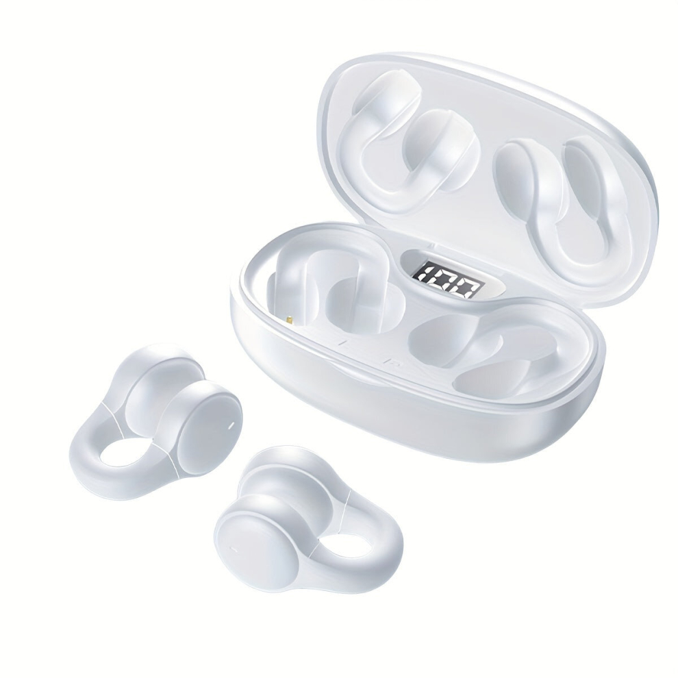 (White) Wireless Headset Touch Earphones Clip-Ear Headphones For Smartphone White 8727971356227