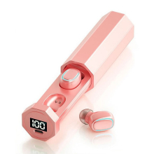 (Pink) BT 5.0 Noise Cancelling 8D Stereo TWS Wireless Bluetooth Earphones Waterproof Sport Headset In Ear Bluetooth Earbuds Touch Control Headphones with LED