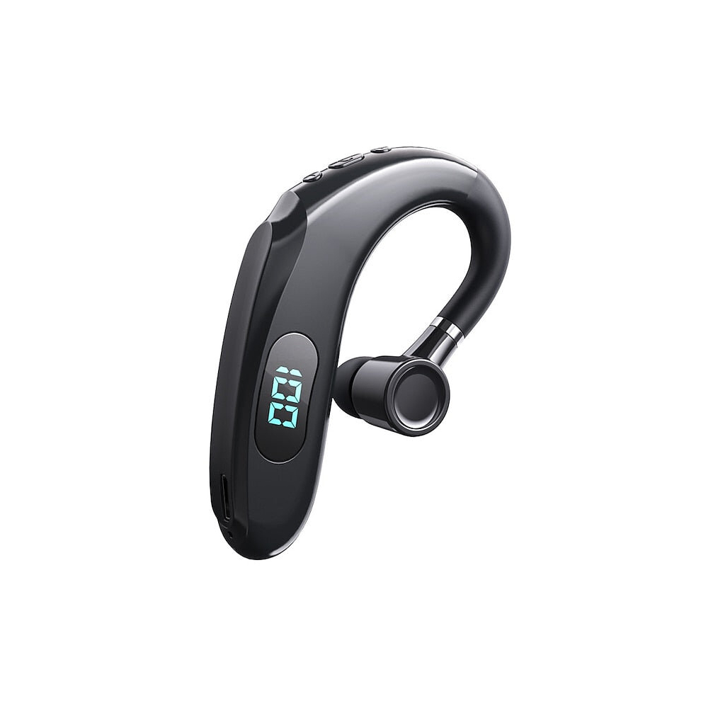 (Black) Business Wireless Bluetooth Headset With Digital Display Earpiece Sports Ear Hook Headset Stereo Earbuds Super Long Standby