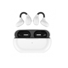 (Black-White) Wireless Ear Clip Bone Conduction Headphones fones Bluetooth 5.3 Ear Clip on Ear Earring sports earphones earbud hooks with Mic