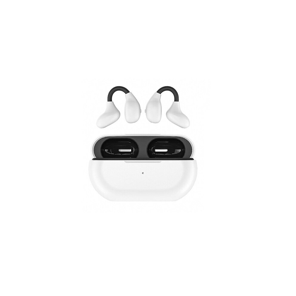 (Black-White) Wireless Ear Clip Bone Conduction Headphones fones Bluetooth 5.3 Ear Clip on Ear Earring sports earphones earbud hooks with Mic