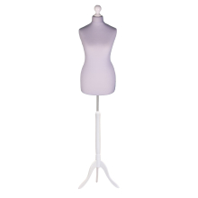 (Female Size 8/10) Female Tailors Dummy Silver Dressmakers Fashion Students Mannequin Display Bust with A White Tripod Stand