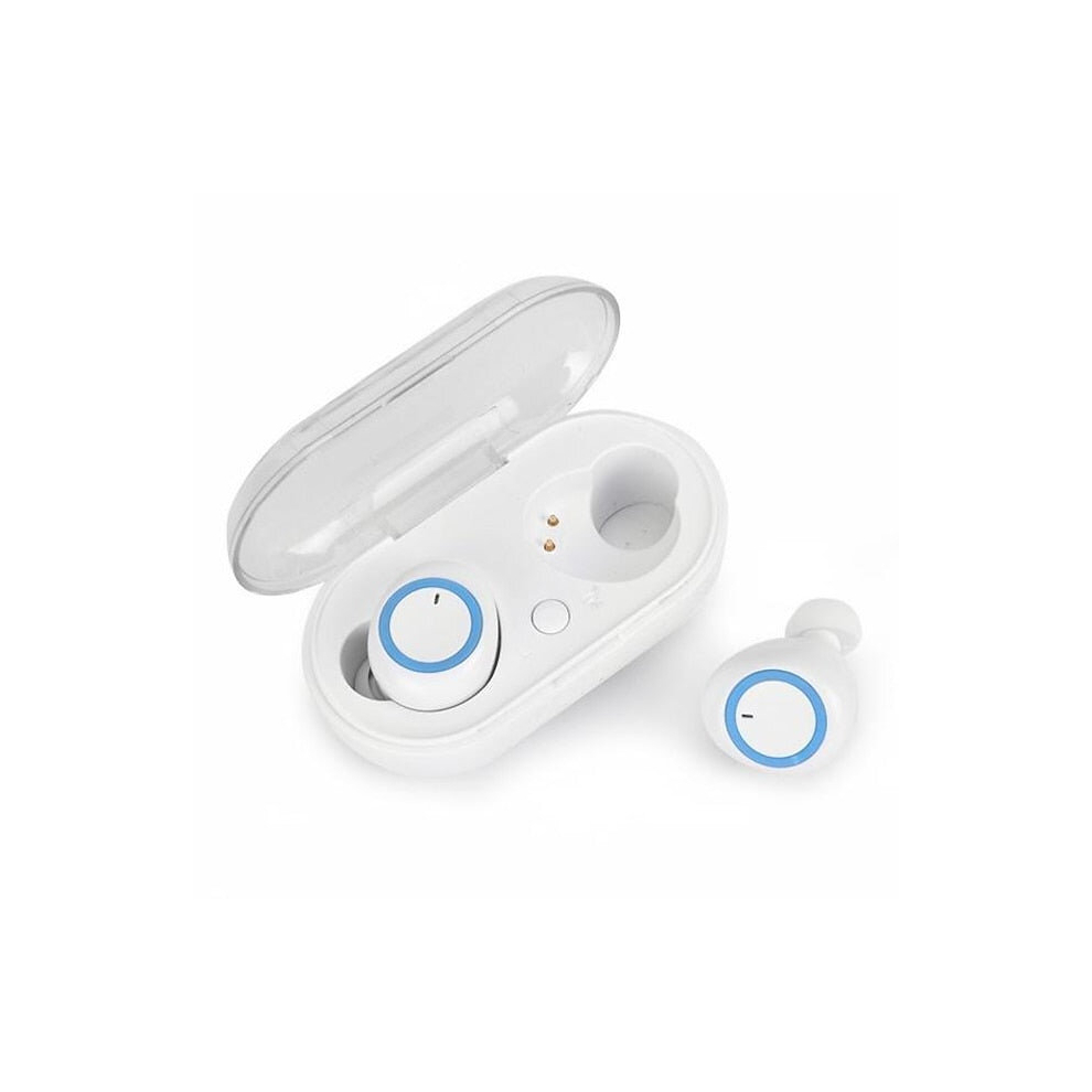 (White) Mini TWS Wireless Bluetooth Earphones Sweatproof Sport Headset Noise Cancellation Audio Stereo In Ear with Mic for iphone Android