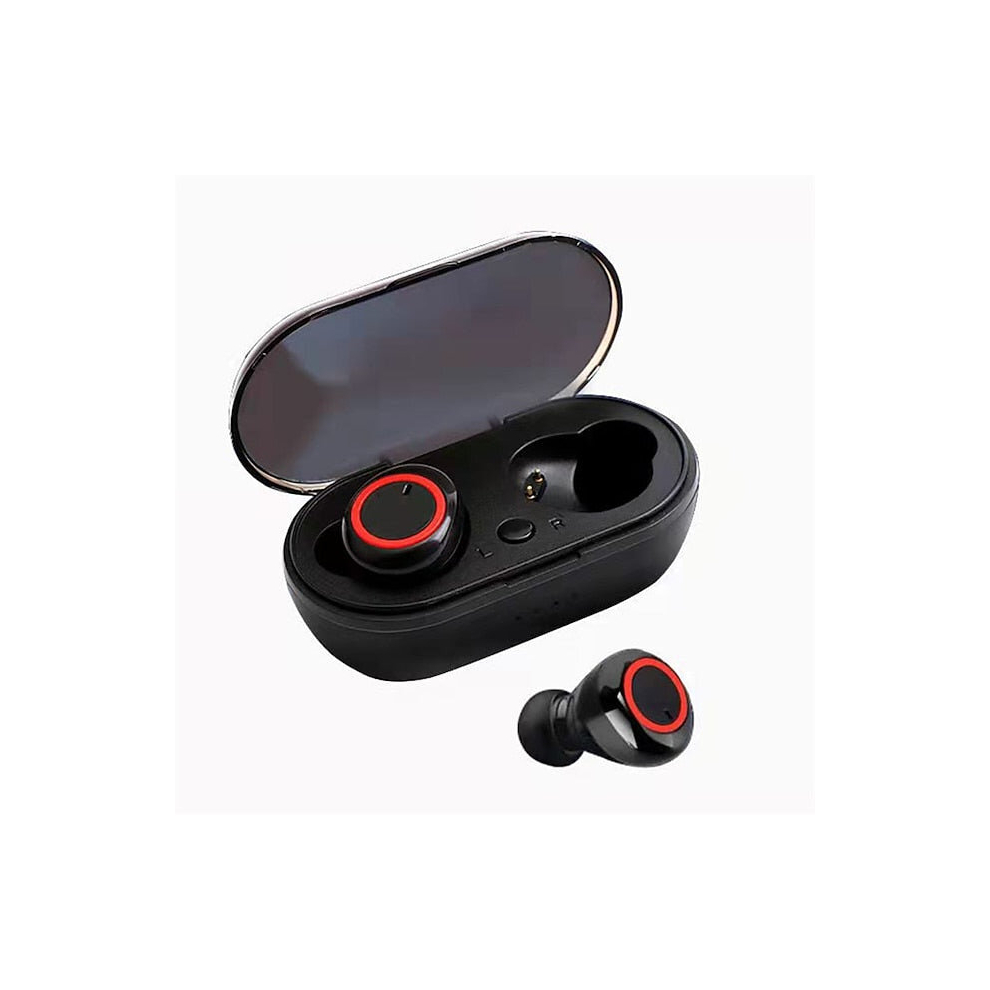 (Black) Mini TWS Wireless Bluetooth Earphones Sweatproof Sport Headset Noise Cancellation Audio Stereo In Ear with Mic for iphone Android