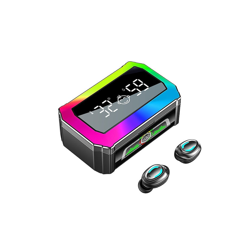 Mini TWS Wireless Earbuds with Microphone Game/Music Stereo Sound Bluetooth Sport Headset Touch Control with Colorful Lighting 2200mAh Charger Box