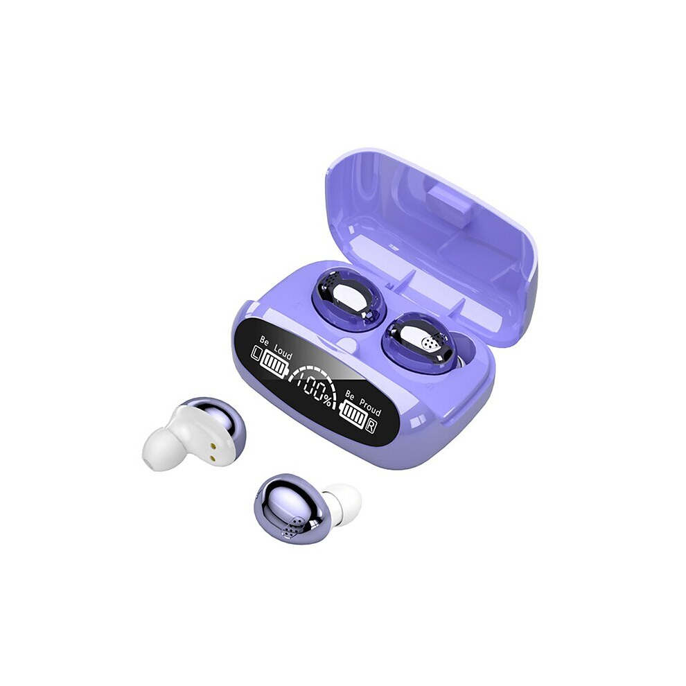 (Purple) TWS Wireless Headphones Earphones Bluetooth Stereo Touch Control Noise Reduction Waterproof Earbuds Headsets With Microphone