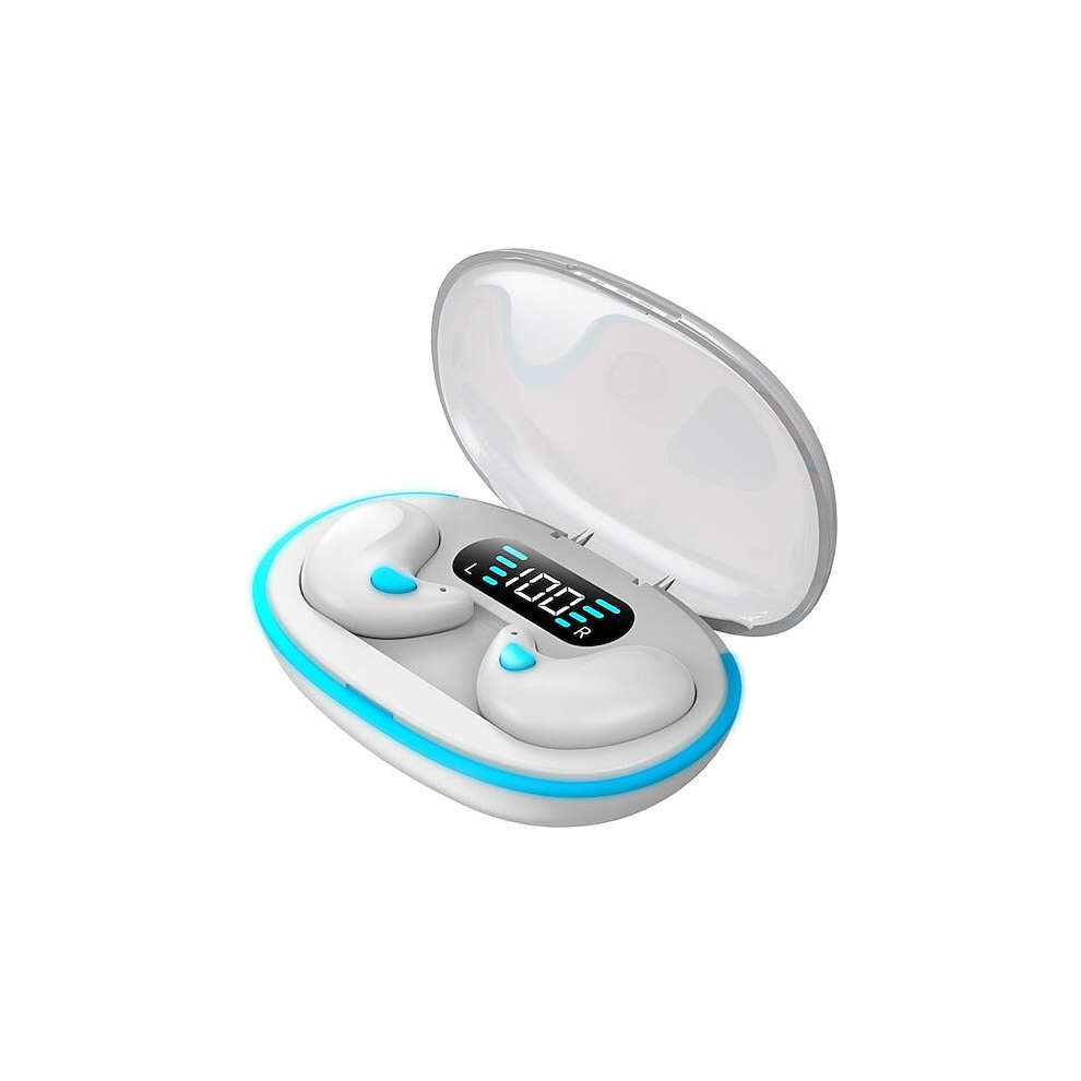(White) Digital Display Tws Bluetooth Earphones Invisible Mini Sleep Wireless Bluetooth Earphones For Side Sleeping Dedicated Noise Cancelling Earphon White 8727971356357