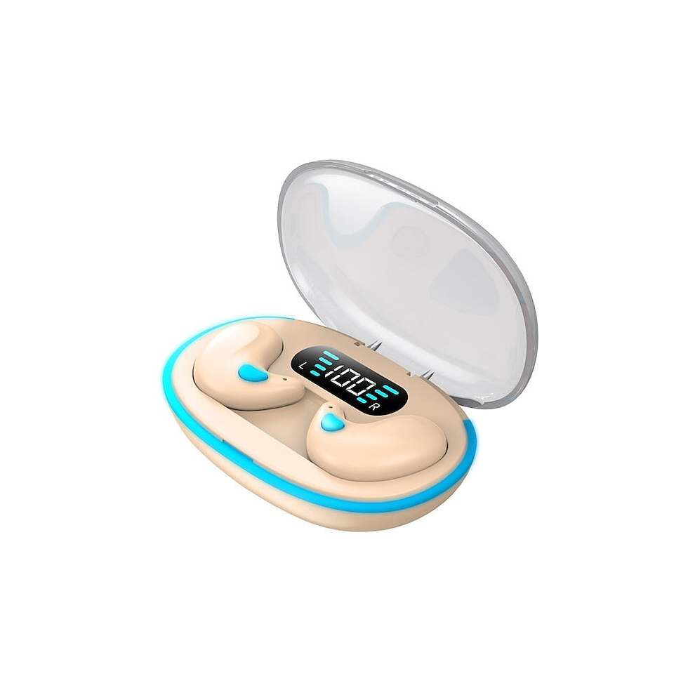 (Beige) Digital Display Tws Bluetooth Earphones Invisible Mini Sleep Wireless Bluetooth Earphones For Side Sleeping Dedicated Noise Cancelling Earphon Beige 8727971356364
