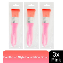 3x Aquarius Colourful Makeup Paintbrush Style Foundation Brush, Pink