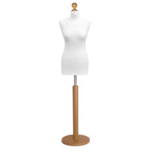 (Female Size 10/12) Female Tailors Dummy White Dressmakers Fashion Students Mannequin Display Bust with A Gold Wood Round Base