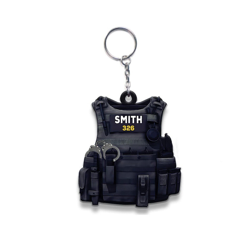 (StyleI) Tactic Acrylic Keychain Police Gift Keychain Backpack Decor Key Ring Accessory