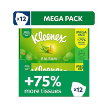 Kleenex Balsam Tissues, Mega Pack - 1,344 Sheets (12 Boxes x 112 Sheets) - Balm Tissues Protect and Soothe Your Nose When You've Got a Cold -