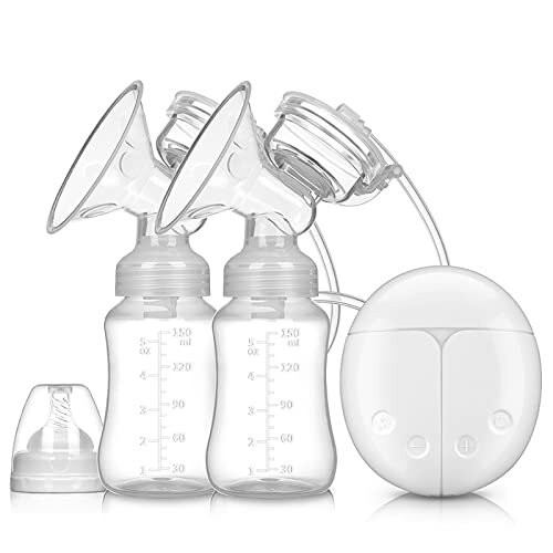Double Electric Breast Pump Portable Painless Strong Suction Automatic Breastfeeding Pump, Ultra- Quiet Rechargeable for Travel& Home Backflow