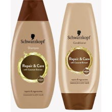 Schwarzkopf Repair & Care Shampoo & Conditioner Set - Vegan, Silicone-Free, Repairs Dry Hair, Nourishes & Shine (250ml + 200ml)