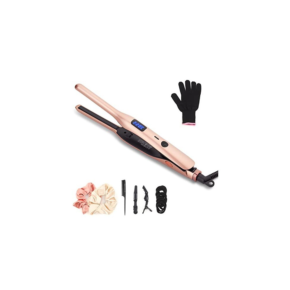 Jaeton Mini Hair Straightener, Pencil Straightener For Short Hair, Beard And Pixies, Straight Or Tight Curler, Adjustable Temperature, Small Flat Iron For