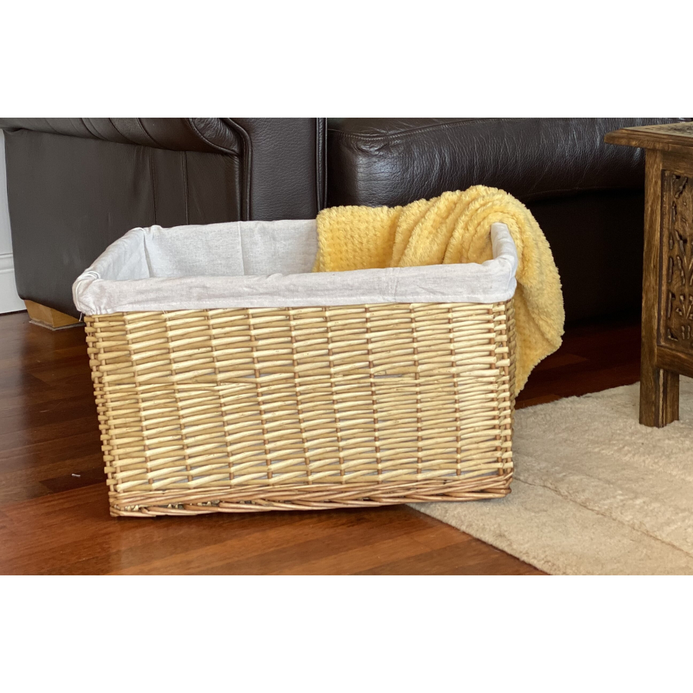 Big Huge Deep Fireplace Log Storage Basket With Lining 58 x 43 x 32cm