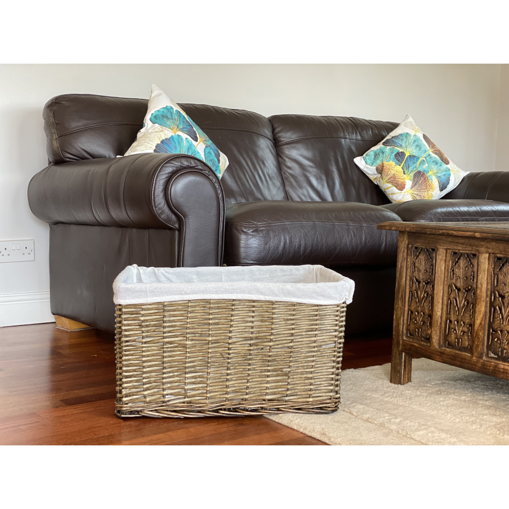 Big Huge Deep Fireplace Log Storage Basket With Lining 58 x 43 x 32cm