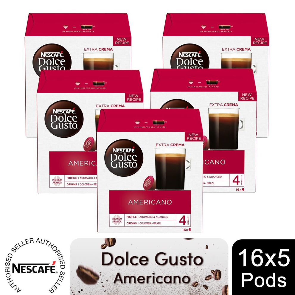 Nescafe Dolce Gusto Coffee Pods 5x Boxes 80 Caps Cafe Americano