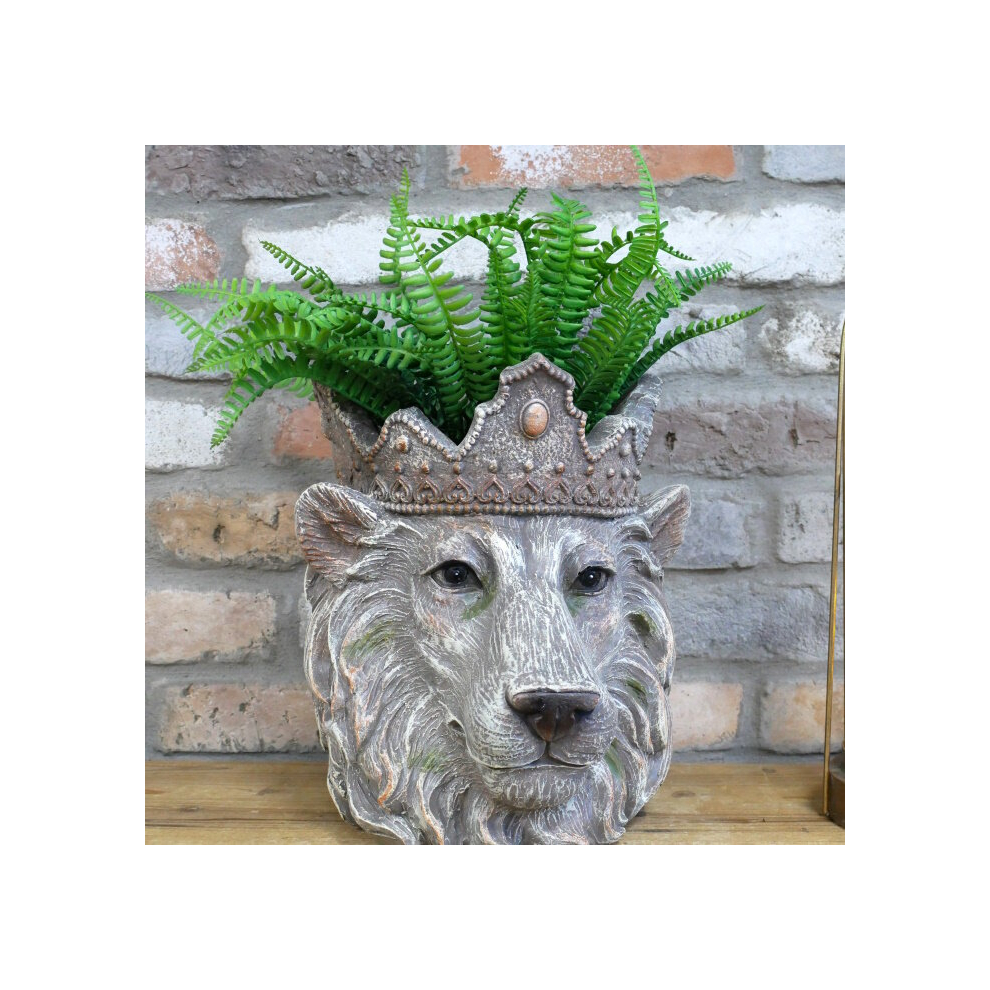 Decorative Plant Pot Resin Planter Lion King Animal Head Design Garden