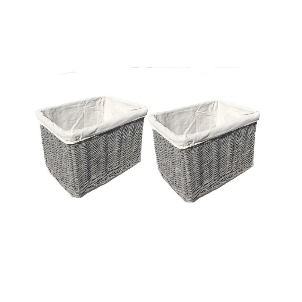 (Grey, Set of 2 Medium) SET OF 2 Big Huge Deep Storage Basket