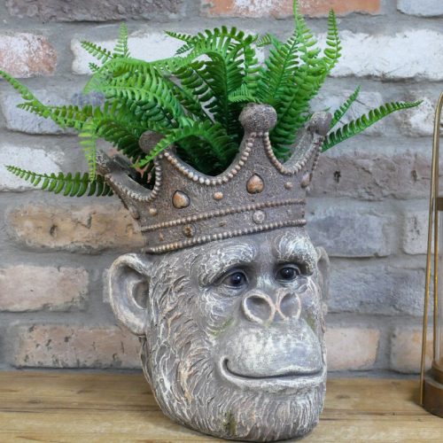 Decorative Plant Pot Resin Planter Gorilla King Animal Head Garden