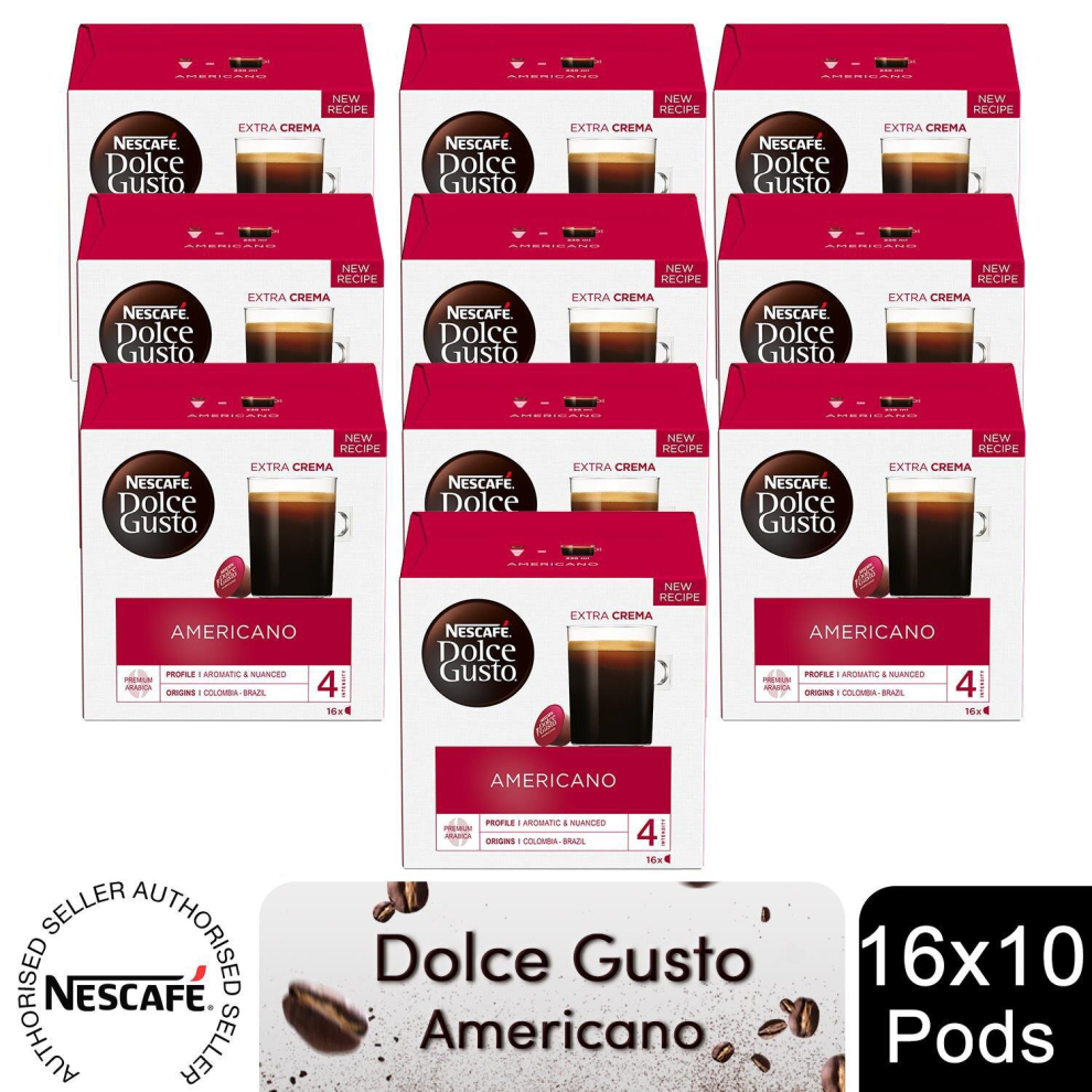 Nescafe Dolce Gusto Coffee Pods 10x Boxes 160 Caps Cafe Americano