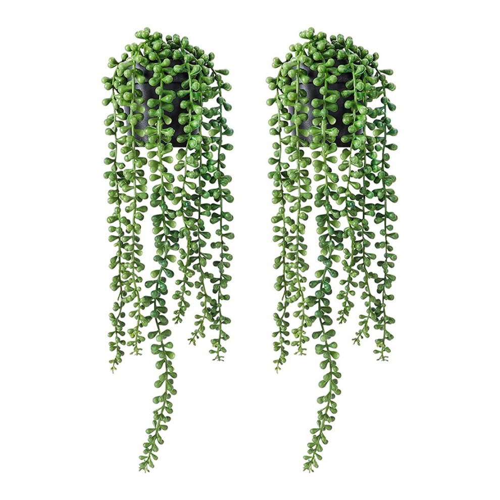 2 Pcs Hanging Plants, Artificial Hanging Succulent Plants String of with Planter, Faux Plants for Wall Home