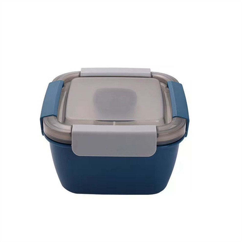 Plastic Lunch Box Lunch Box with Fork Sauce Box, Microwaveable Picnic Box Salad Fruit Preservation-C