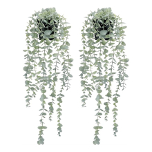 2-Pack Artificial Eucalyptus Hanging Plants - Realistic Sage Green Potted Wall Decor for Indoor & Outdoor