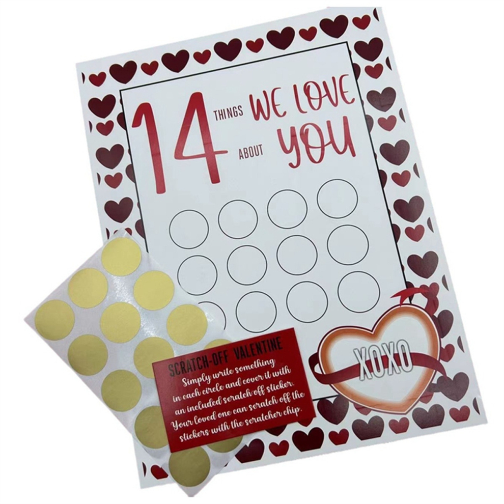 14 Things Love Things Valentine Day Scratch-Off Print Romantic Greeting Love Scratching Card for Husband Wife Lovers,A