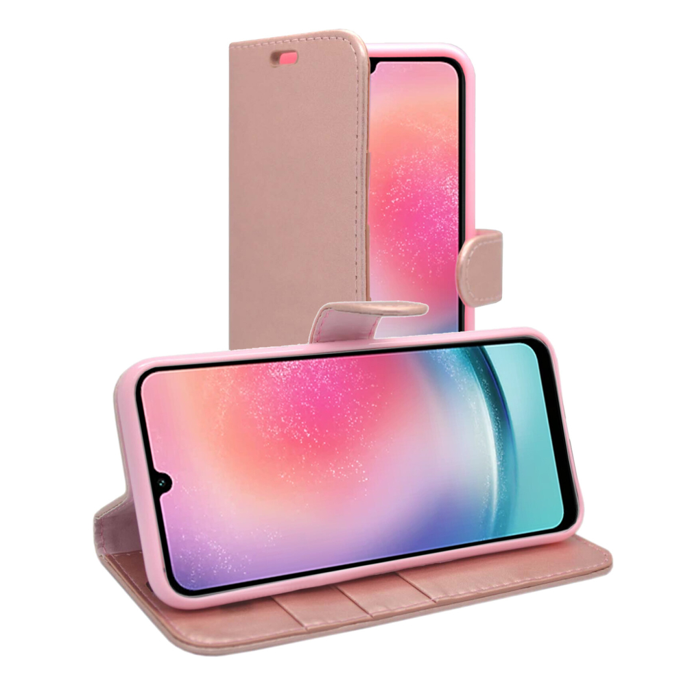 rose-gold--for-samsung-galaxy-a25-5g-wallet-flip-pu-leather-pouch-cover-case