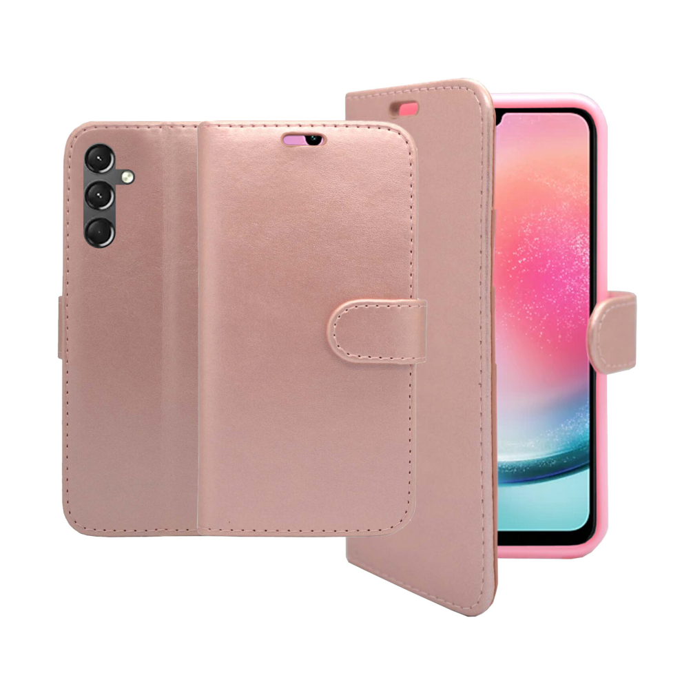 rose-gold--for-samsung-galaxy-a25-5g-wallet-flip-pu-leather-pouch-cover-case