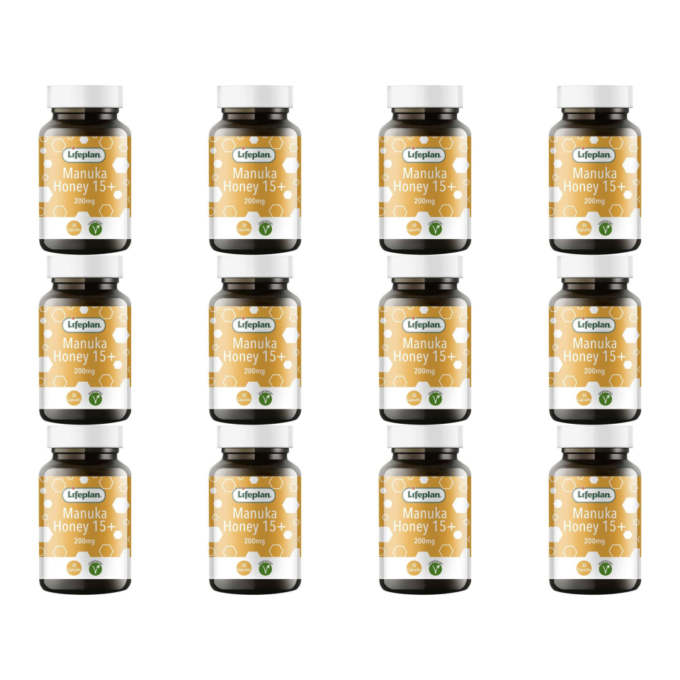 Lifeplan Active 15 Plus Manuka Honey 200mg 30 Capsules  (Pack of 12)