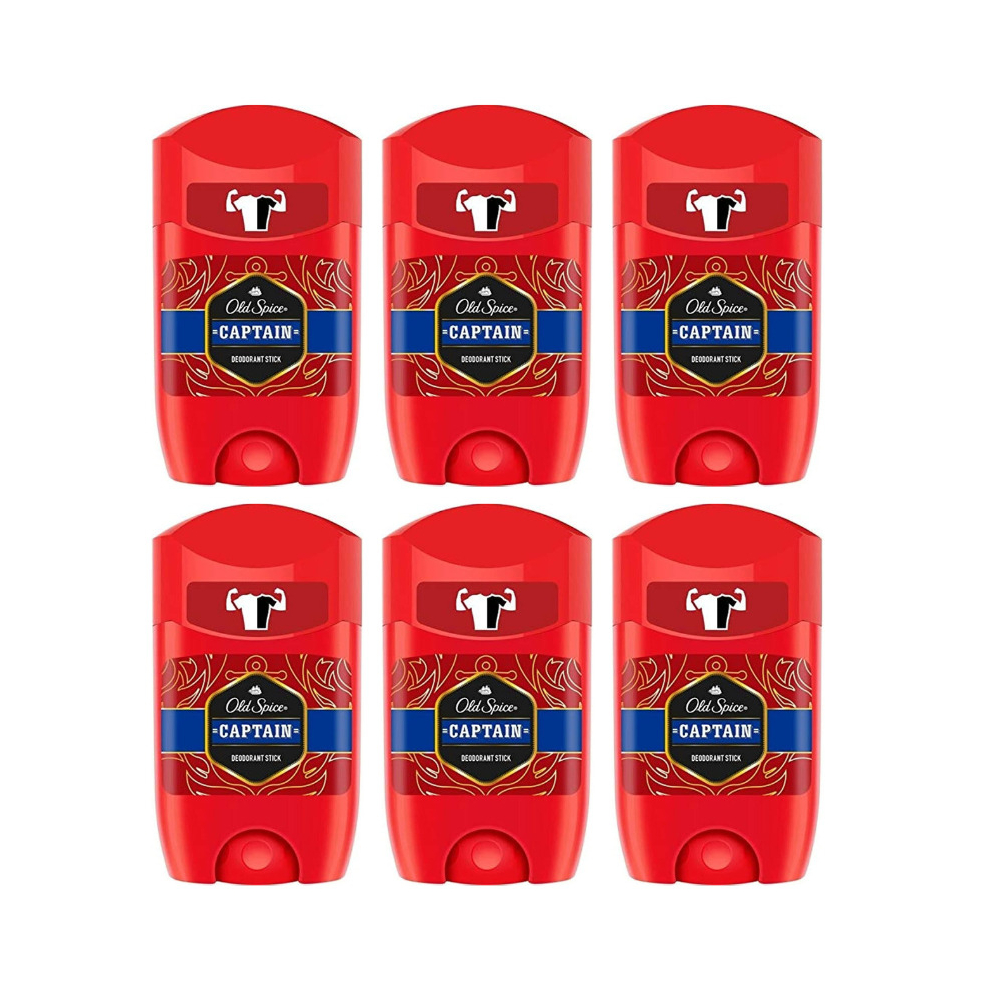 Old Spice Captain Deodorant Stick, 50 Ml (Pack Of 6)