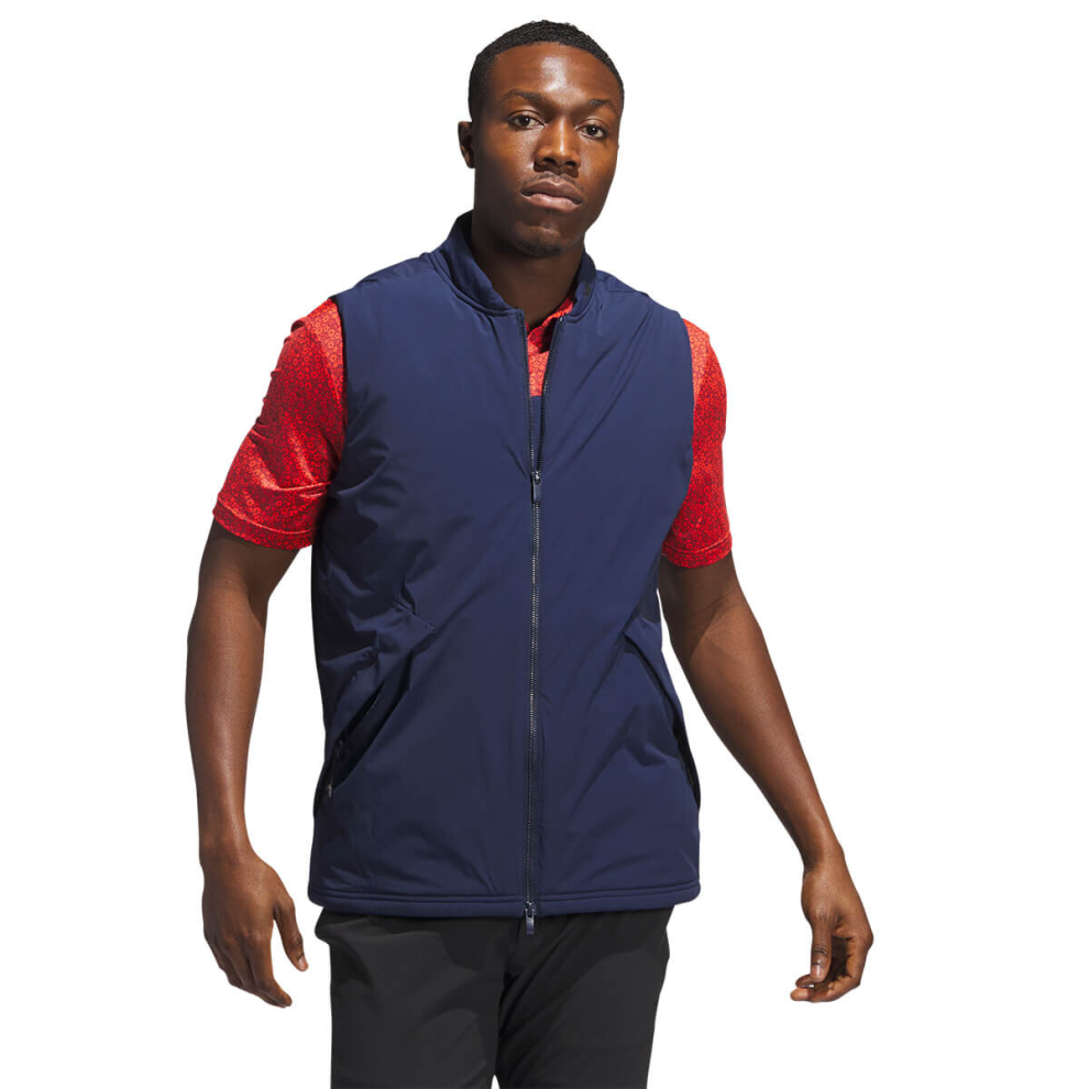 Adidas (M, Collegeate Navy) Golf Mens Ultimate365 Tour Frostguard Full-Zip Padded Vest Blue