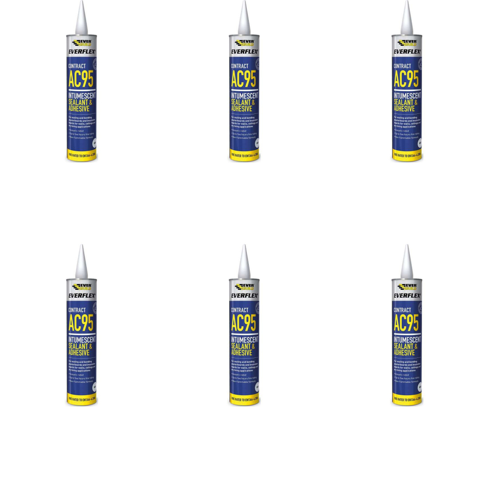 Everbuild Everflex AC95 Intumescent Sealant & Adhesive White 900ml(2413)        AC95900 (Pack of 6)