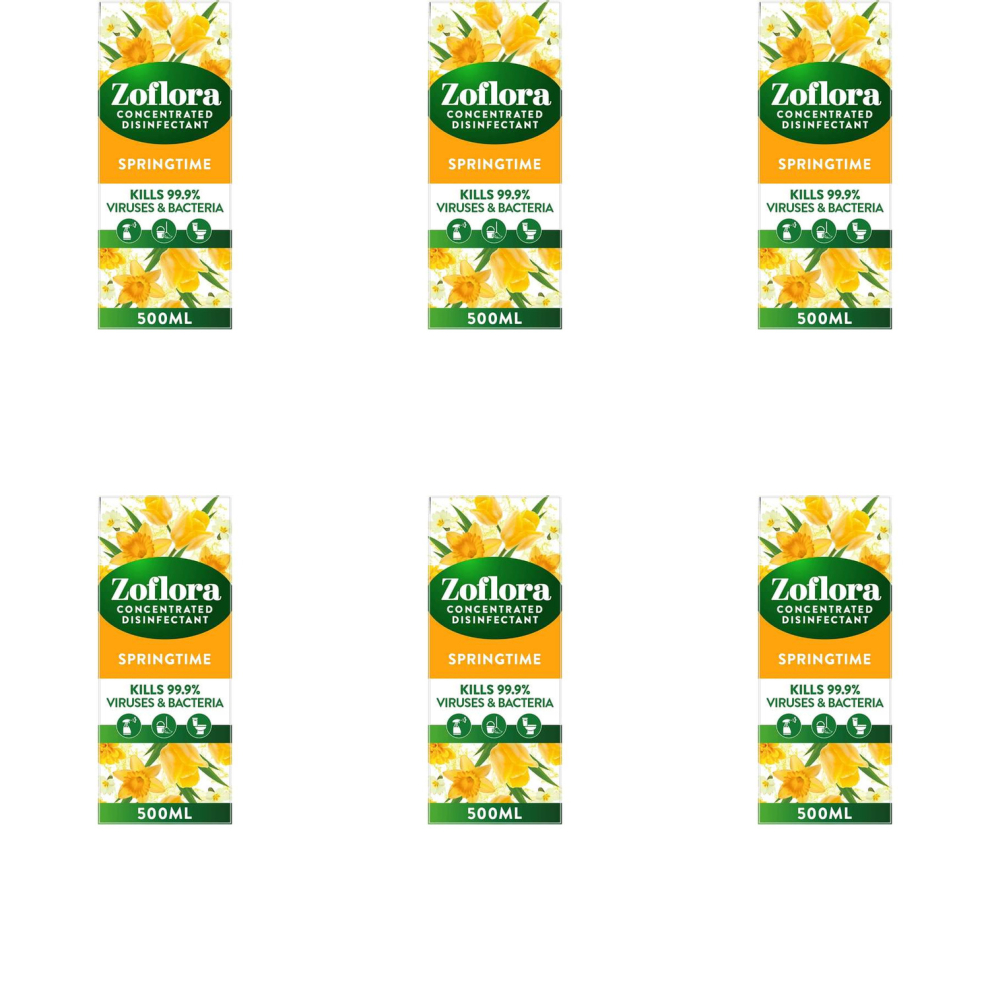 Zoflora Multi-Purpose Concentrated - Springtime, 500ml (Pack of 6)