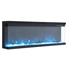 Media Electric Fireplace 60" Wall Recessed Inset Fire 3 Sided Panoramic