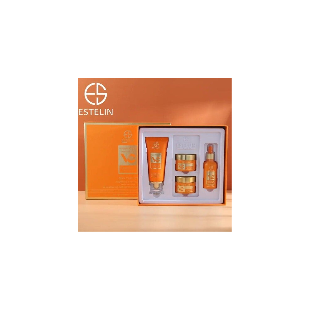 Estelin Vitamin C Plus Hyaluronic, Niacinamide Serum, Day & Night Cream, Cleanser 4 Pcs Set