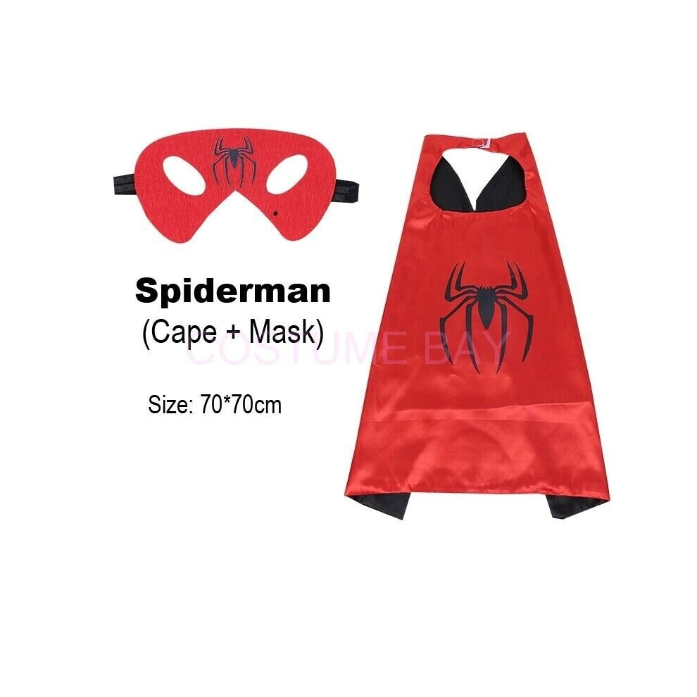 (05-Spiderman, Onesize) Kids Pajamas Superhero Cape And Mask Set Halloween Costume Not,Specified