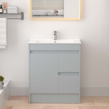 750mm Bathroom Vanity Unit & Basin Sink Floor standing 1 Tap Hole Light Grey