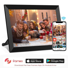 (black, UK Plug) 10.1 Inch Smart WiFi Digital Photo Frame 1280x800 IPS LCD Touch Screen Built in 32GB Memory