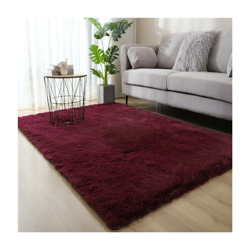 (WineRed, 120*160cm/47.24*62.99in) Thickened Carpet Bedroom Stain Resistant Living Room Tie Dyed  Mat