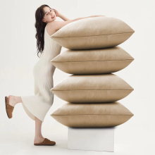(Beige Plain, Pack of 4) Velvet Cushion Covers Plain & Stripe Patterned Cushion Covers Set Pack of 2 & 4